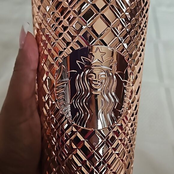 Starbucks Rose Gold Studded Cold Cup Tumbler 2021 24oz 710ml - Picture 4 of 16